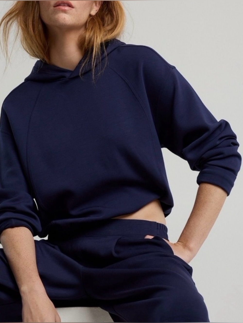 🆕 OFFLINE by Aerie ChillUp Hoodie Pullover Sweatshirt in Navy Size Large